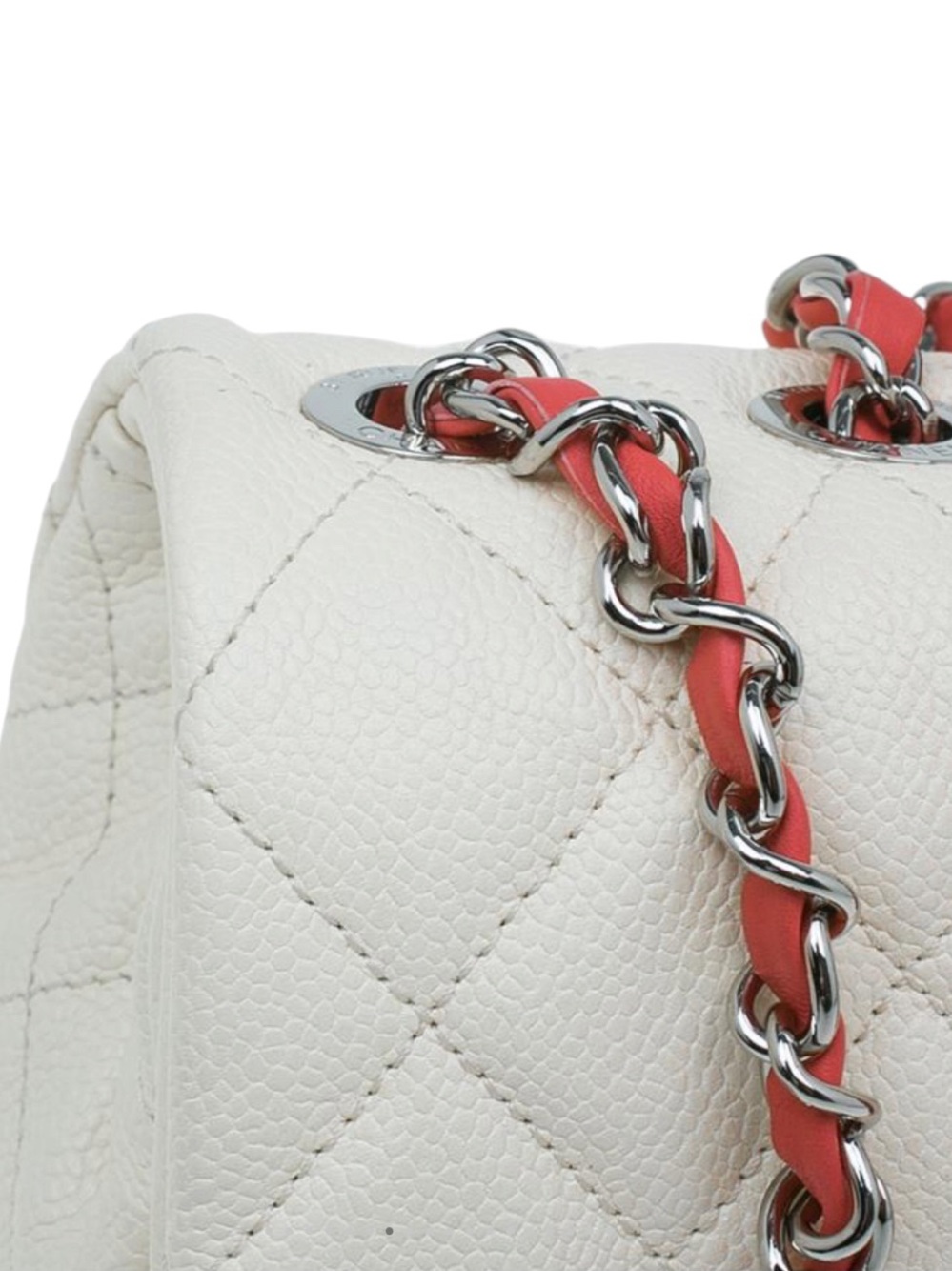 CHANEL Cream Leather Shoulder Bag with Pink Ombre Center - Picture 5 of 7